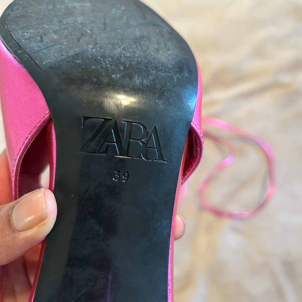 Zara Women's Metallic Pink Heels 39 - Picture 8 of 8